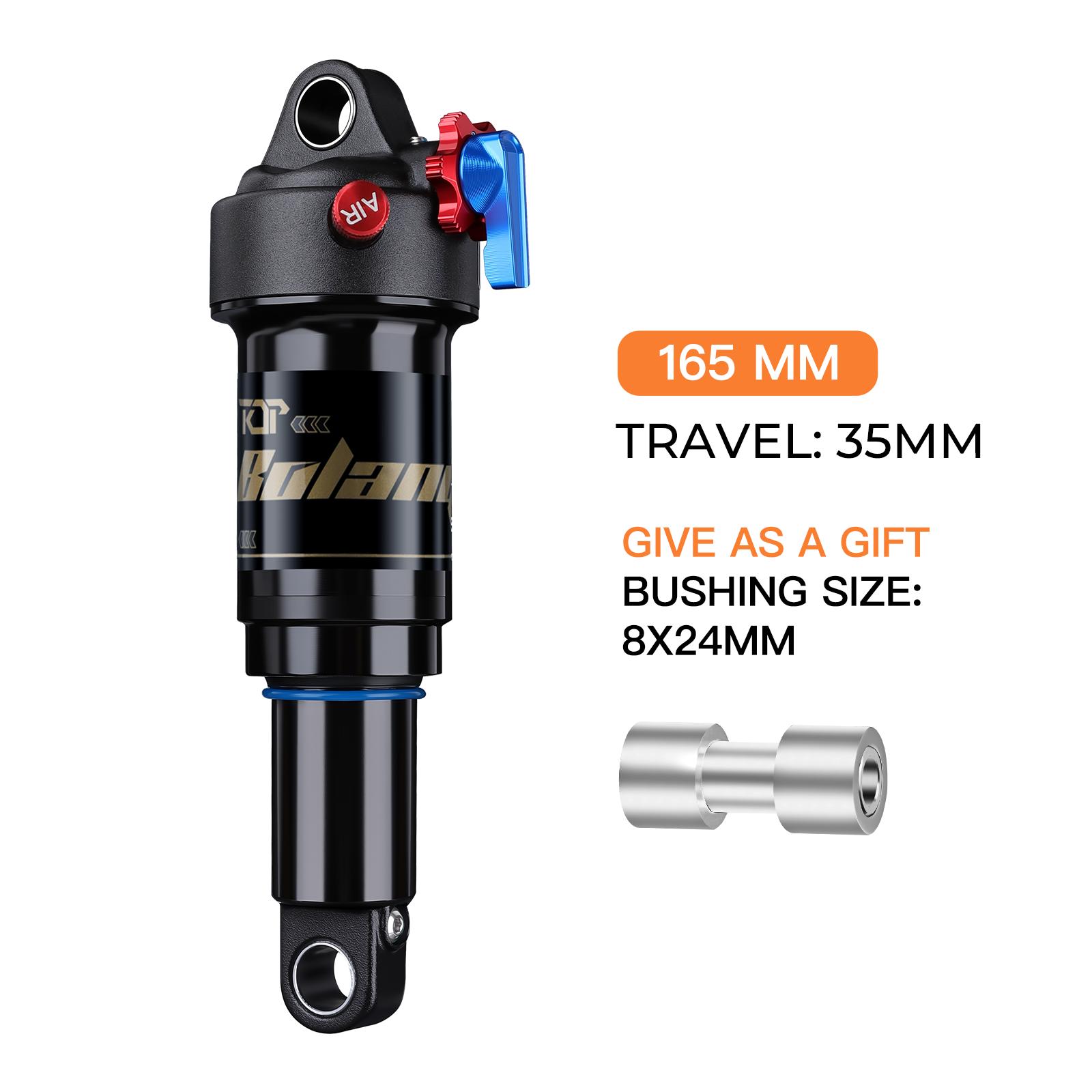 BOLANY MTB Downhill Rear Shock Damping Air Shock 165/190mm Rebound Damping Adjustable Rear Suspension for Mountain Bike Racing 165MM-Gold