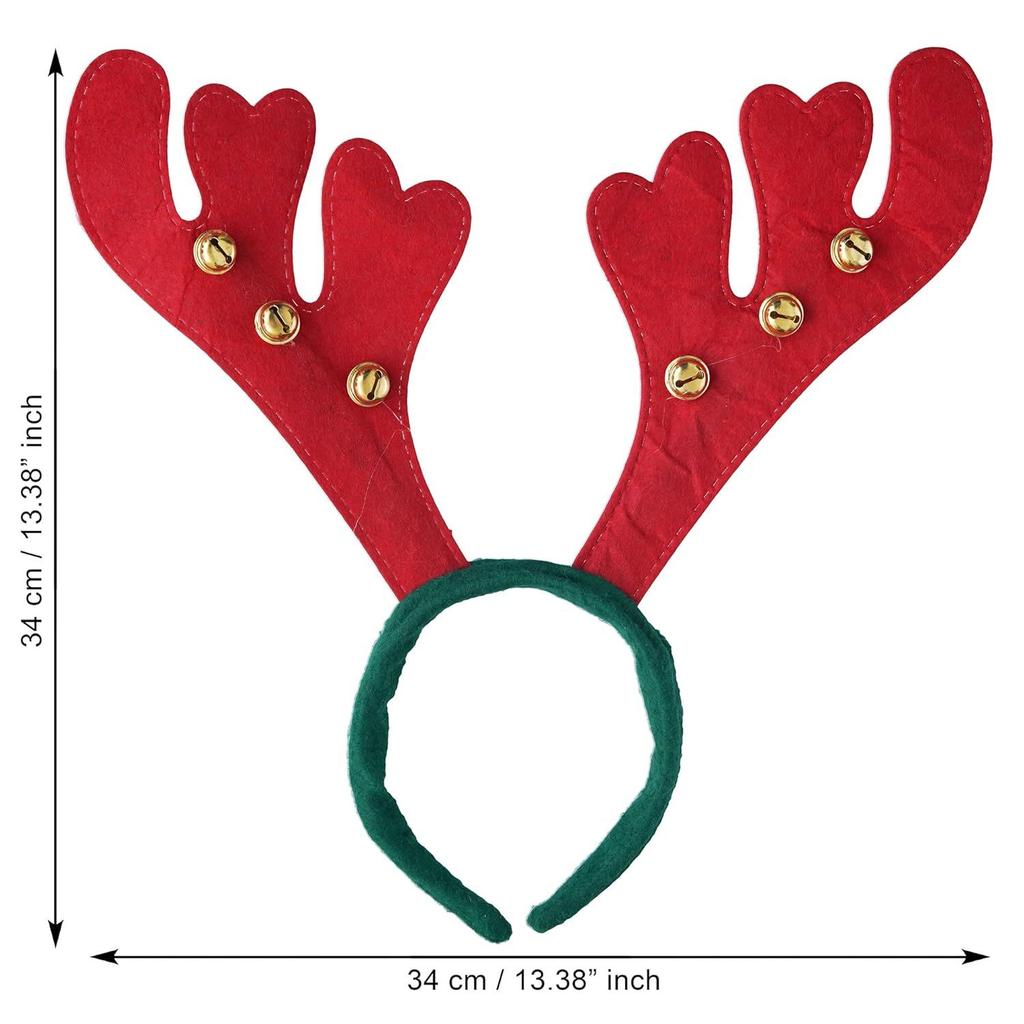 Red Green Christmas Headband Reindeer Antlers Design Hair Band | Deer Horn Hairband for Party Birthday | Xmas Gift for Children Girls