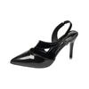 New Fashion Pointed Banquet High Heels Women's Back Tripple Strap Thin Heel Baotou Back Empty Temperament Sandals Women's Large Size