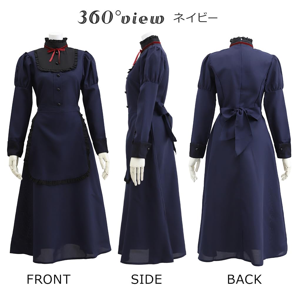 Brightlara Halloween Cosplay Maid for Costume, Western-Style Outfit, Long, Adults, cos013-NV-M