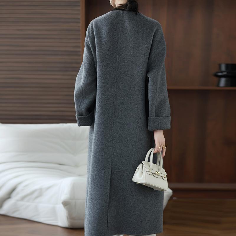 100% Wool Women Coat MODERN NEW SAGA Autumn Wool Long Coat Handmade Pea Coat Winter Warm Wool Long Jacket Overcoat