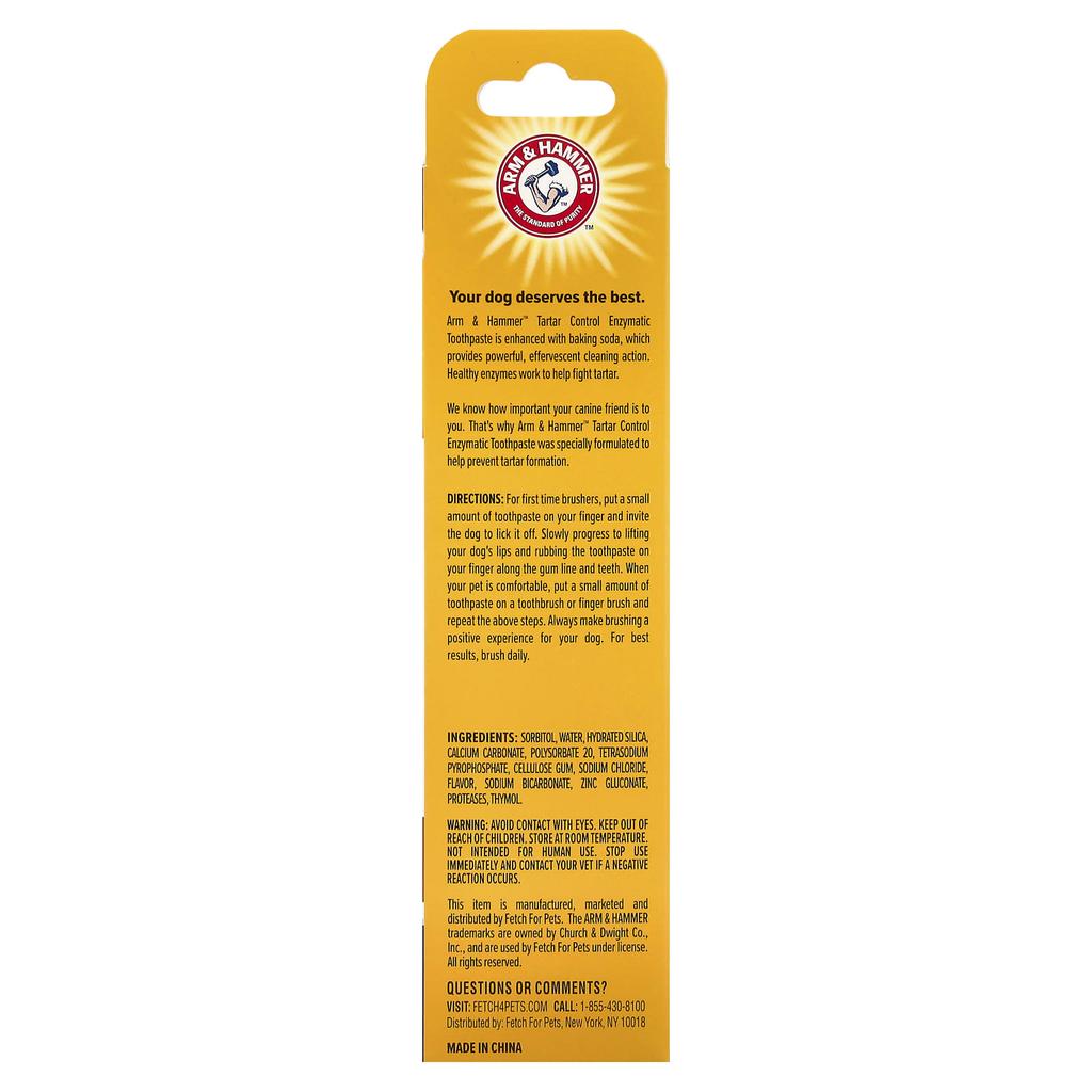 Arm & Hammer, Tartar Control, Enzyme Toothpaste for Dogs, Beef, 67.5G(2.5Oz)