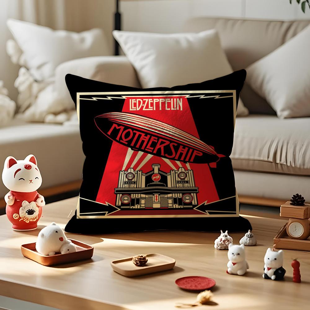 Band LLed ZZeppelin Cushion Cover Silky Short Plush Invisible Zipper Dustproof Sofa Pillow Case for Home Decor