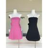 Foreign Trade Original Garment Altar'a State Sweet Gyaru Street Big Bow Tube Top Waist Hugging Dress Slimming Midi Dress