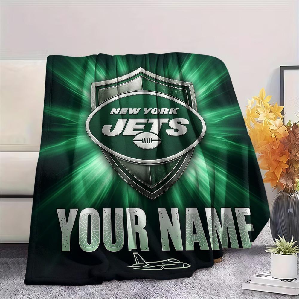 Custom Name New York Jets Flannel Blanket, High quality Comfortable for All Seasons, Home Decor, Warmth and Comfort
