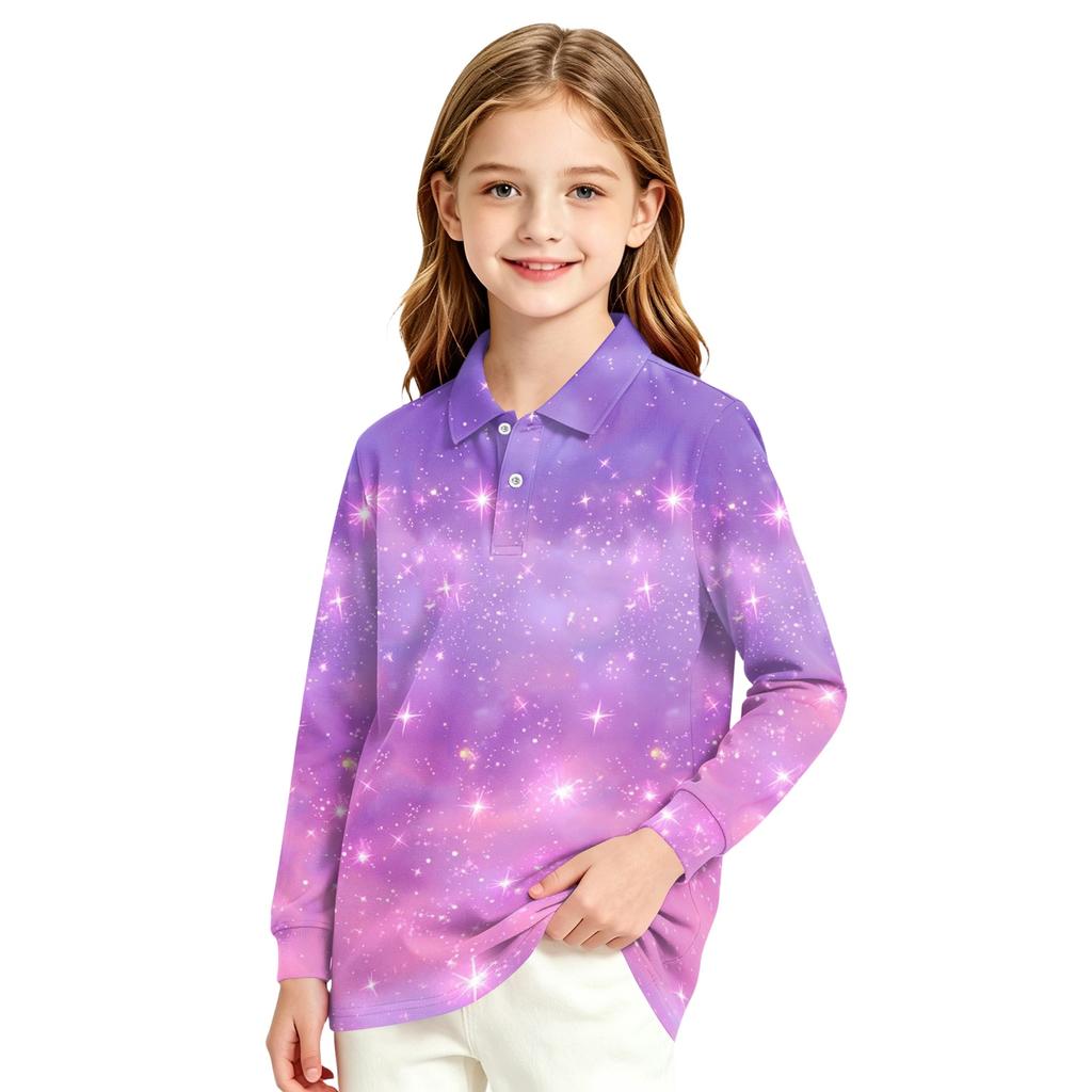 Girls' School Uniform Long Sleeve Blouse Casual Dress Shirt for