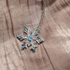 Women Silver Plated Christmas Gift Frozen Snowflake Necklace Rhinestone Crystal Pendant Chain