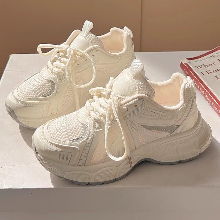 Thick-soled dad shoes girl 2025 new summer breathable mesh white shoes casual sports super fire shoes are not tired