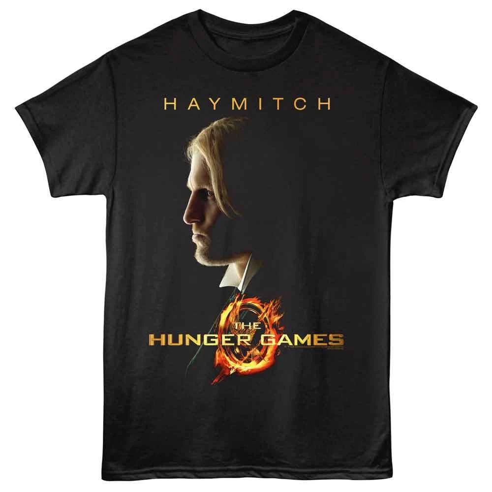 Hunger Games - Haymitch Profile - Front Print Adult Solid T-Shirt - Black XXL