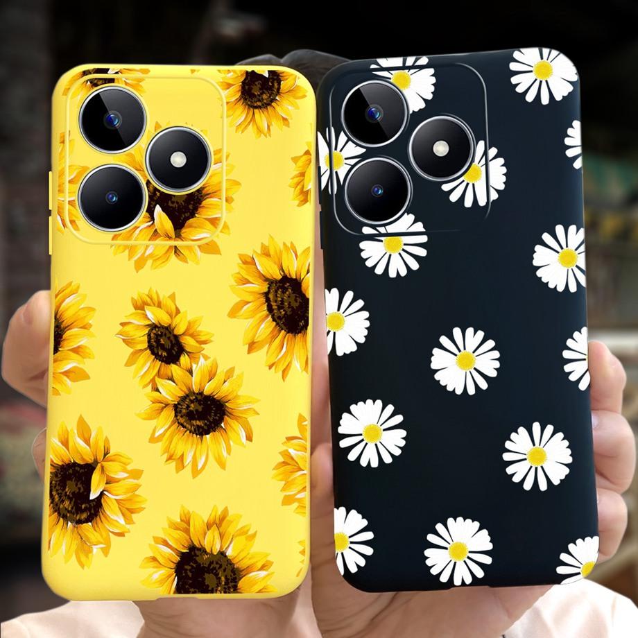 For Realme C53 C51 Cases Shockproof Soft Luxury Silicone TPU Bumper Case For RealmeC51 C 51 C 53 Flower Painting Girly Capa Etui