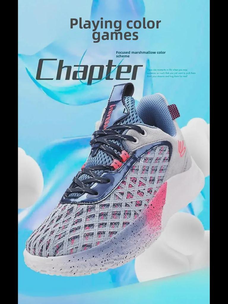 Curry 10 Basketball Shoes: Blue & Pink Youth Sports Shoes with Traction Sound - Ideal for Teen Athletes.