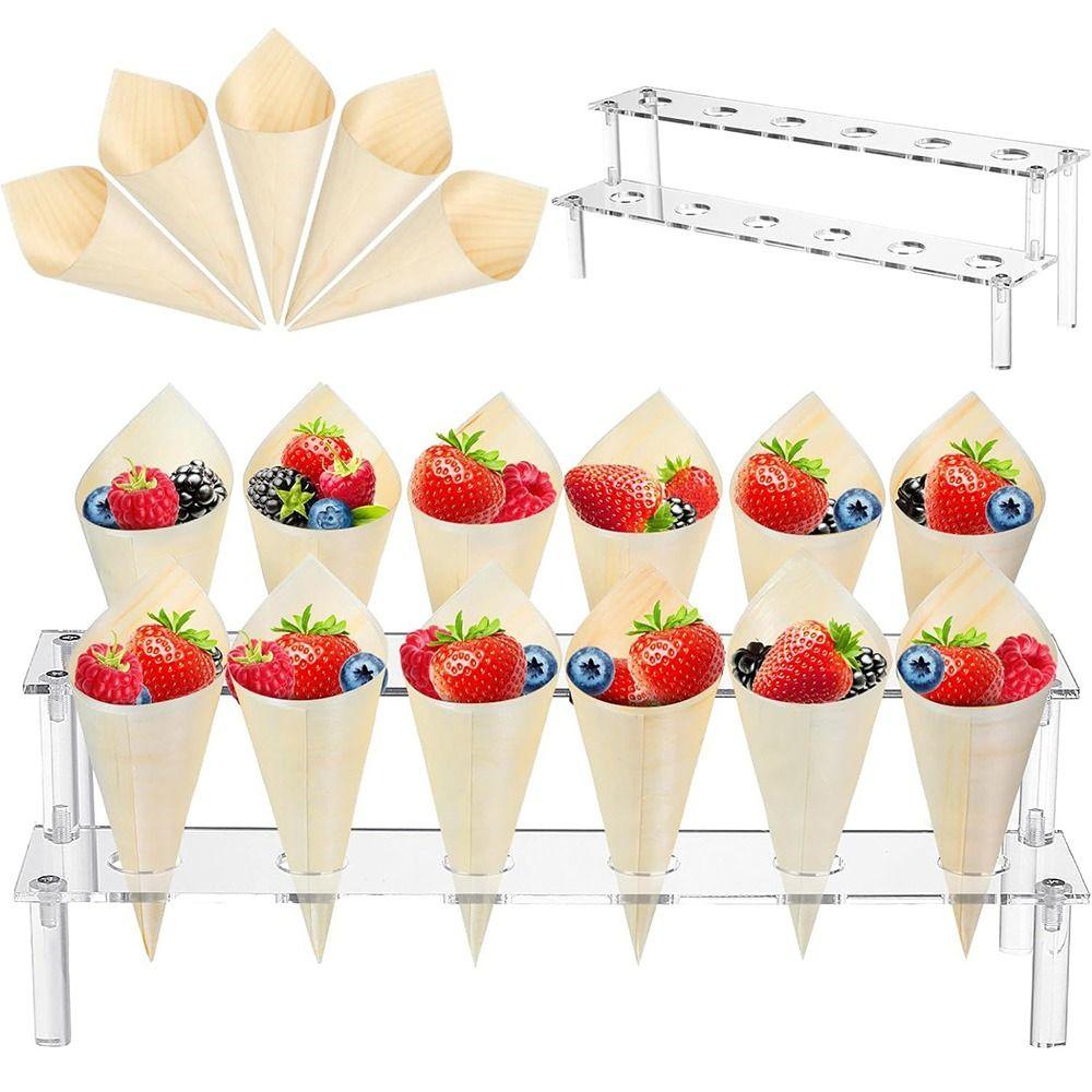 Thick Clear Cones Display Holder 12 Holes Snack Storage Rack Desktop Desserts Organizer  Wedding