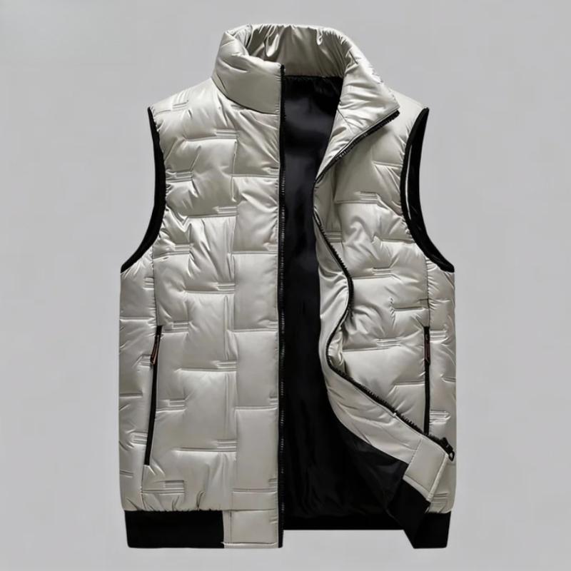 Autumn Winter Popular Men's Casual Plus Size Vest Stand Up Collar Windproof and Warm and Plush Sleeveless Cotton Jacket  Outdoor