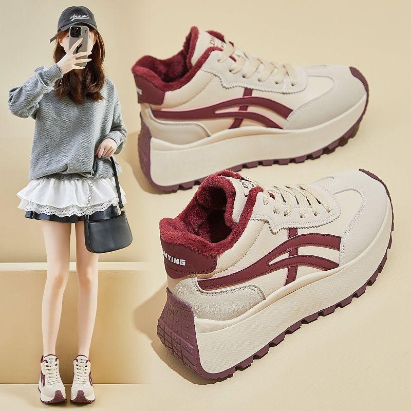 

2025 velvet Forrest Gump dad shoes women s new platform winter high-top warm two cotton shoes heightening sports shoes women s shoes 35 червоний