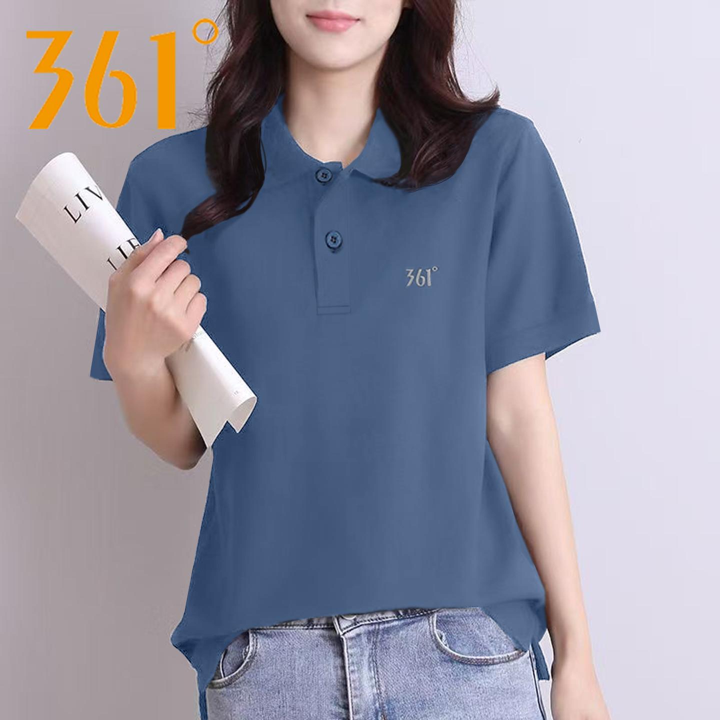 361 Sports Polo Shirt for Women 2026 Summer New Style Knitted Breathable Lapel T-Shirt Top Loose Casual Short-Sleeved Women s S