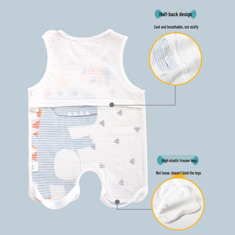 Bavoir d'été mignon Tao Baby en coton à demi-dos et leggings fins protecteur de ventre pour nouveau-nés