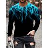 Men's 3D Flame Printed Long Sleeve Crew Neck T-Shirt Knitted Fabric Men Spring Autumn Street Style Long Sleeve Men Clothing