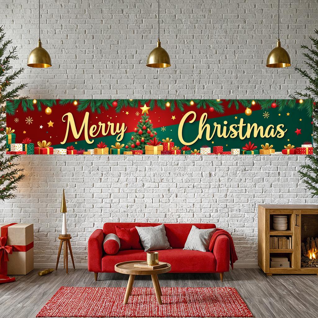 Christmas Banner Material Seasonal Decoration Festive Banner Winter Theme Event Decoration For Christmas Party Festive Home