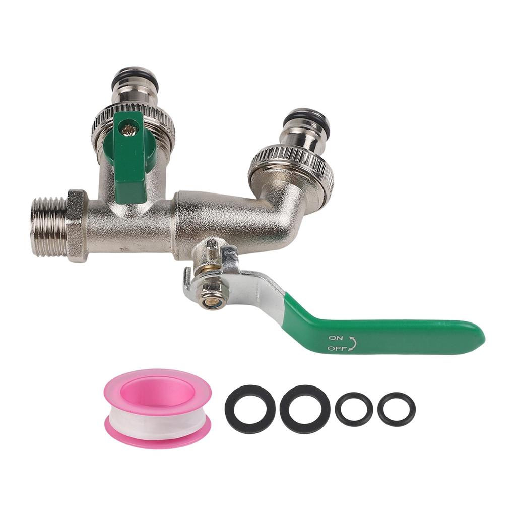 Double Outlet Faucet for Garden with Copper Construction and Hose Connectors