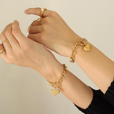European-American Design Love Bracelet: 18K Gold-Plated Titanium Steel Cuban Chain Mix, Non-Fading.
