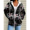 Felpa con Cappuccio da Donna Casual con Stampa Floreale Top Elegante Lavanda Manica Lunga con Tasche Maglione da Donna Comodo Taglie Forti Felpa con Zip