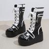 Fashion Womens Punk Gothic Motorcycle Boots Platform High Heel Ankle Boots Cute Heart Shaped Ladies Short Boots Designer Women's Shoes