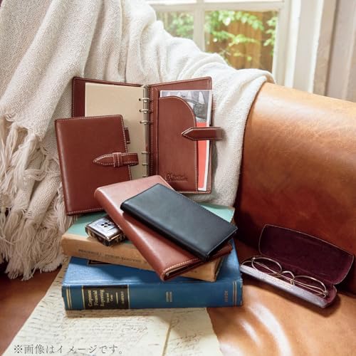 Raymay Fujii Da Vinci System Organizer, Oil Leather, Pocket Size, 11mm Ring, Genuine Leather, Black, JDP1411B