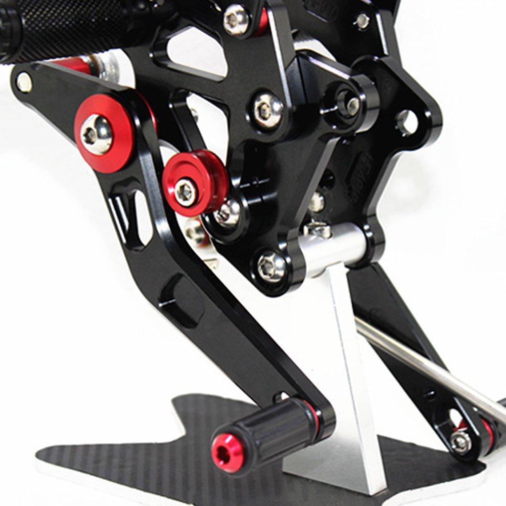 SUKIRACING Adjustable CNC Rearsets for NINJA250R EX250 EX250K EX250R 2008-2012 (Black)