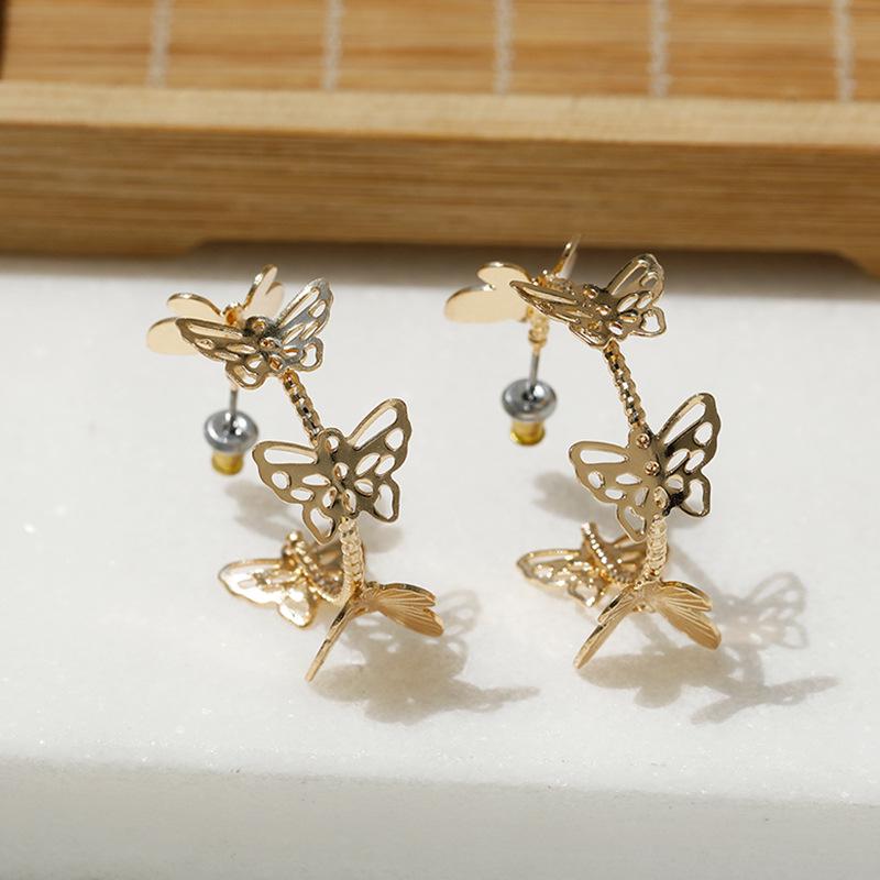 

Pastoral Metal Butterfly Stud Earrings - Trendy Fashion Accessories One Size золотой