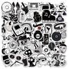 50 Black And White Series Theme Stickers Popular Life Realistic Style Simple Style Retro Graffiti Stickers