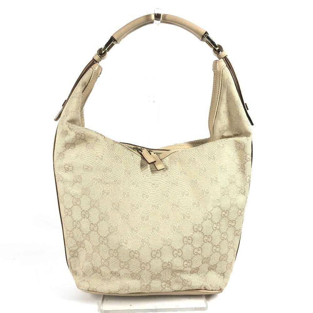 Gucci 73885 GG Logo Bucket-shaped Shoulder Bag GGCanvas/Leather Beige
