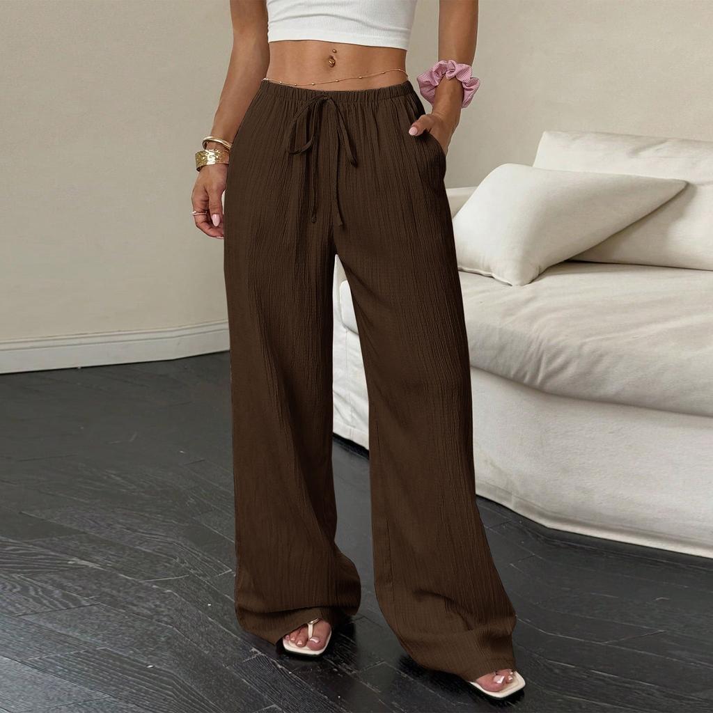 Women's Casual High Waist Loose Lace Wide Leg Pants