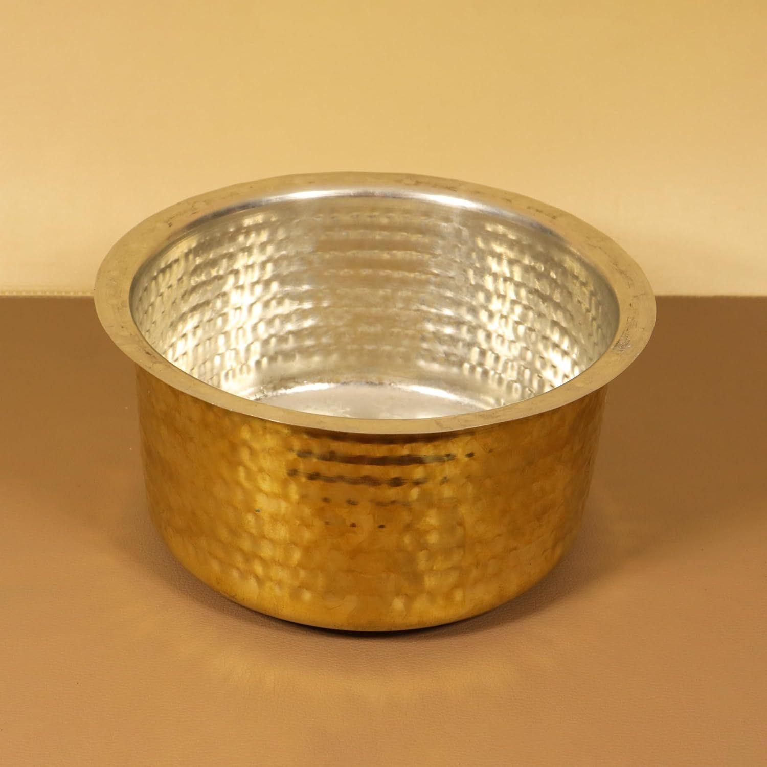 Putrika Brass Utensil Hammered Vadi Chatti with TIN coating|Tope|KitchenWare|cookware|Brass Pathiram|Patilas|Tapeli