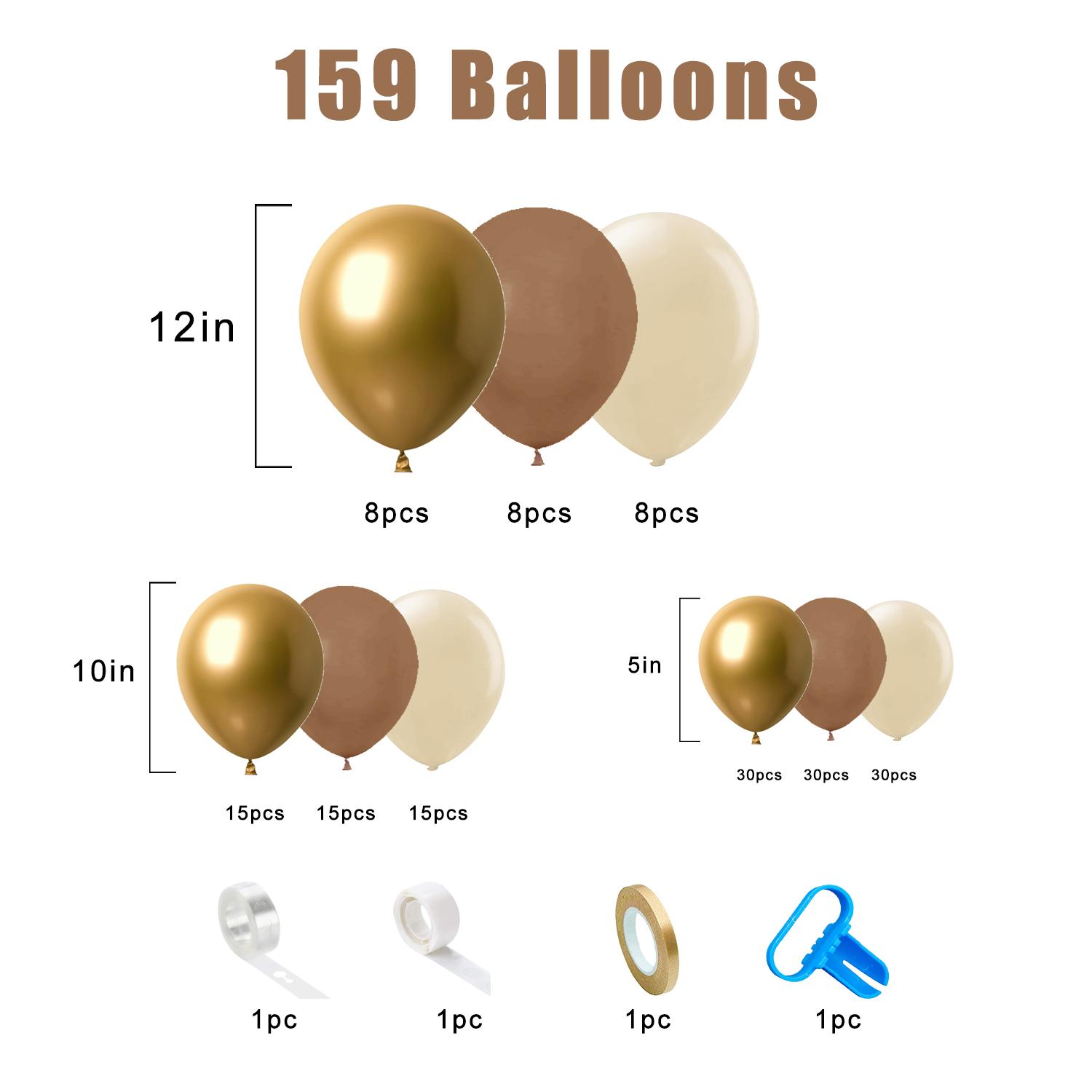 

159Pcs Brown Sand Gold Latex Balloon Set Suitable for Birthday Parties, Weddings, Valentine s Day Party Decoration Other