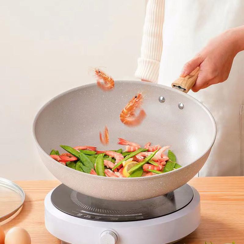 Non-stick Wok Frying Pan Ceramic Pot Home Steak Skillet Pancake Fried Induction Gas Stove Universal kitchen Cookware Saucepan