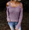 Autumn New Sexy Strap Off-Shoulder Sweater Solid Color Casual Long-Sleeved Sweater Woman Clothing
