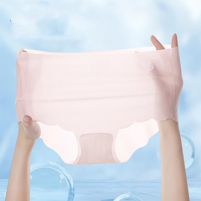 4 Stück/Set Eis-Seiden-Slips Damen-Dessous Schnell trocknend Ultradünn Nahtlos Niedrige Taille Sommer-Unterwäsche Slips