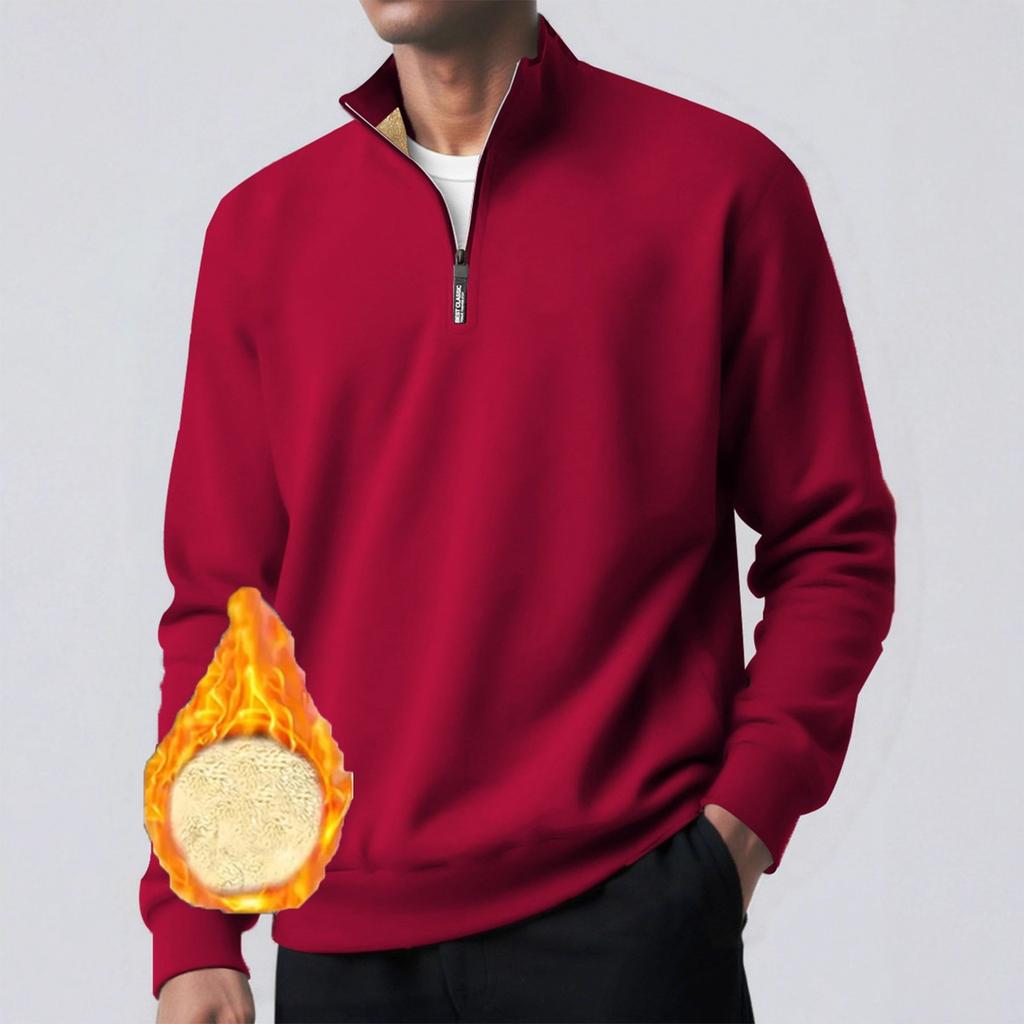 Men's Pullover Long Sleeved Stand Up Collar Sweatshirt Casual Cut Height Collar Lamb Wool Base Shirt