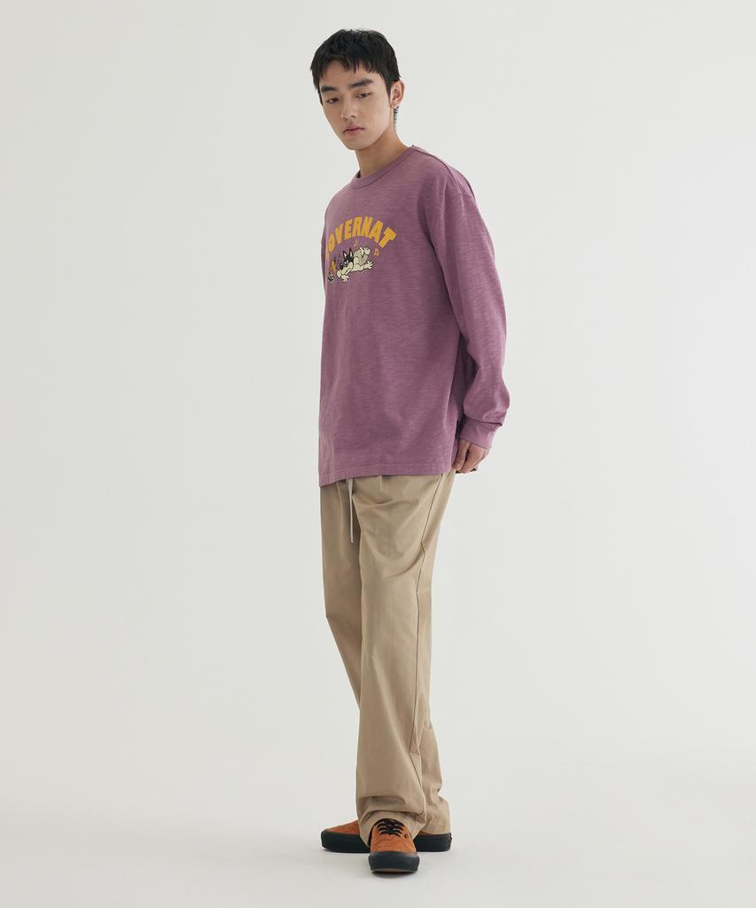 COVERNAT Slub Vintage Graphic Long Sleeve Magenta