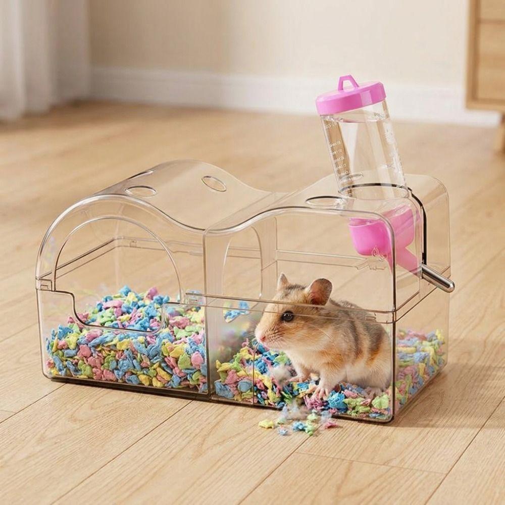 Acrylic Hamster Hideout 3 in 1 Sand Bath Box Tunnel System Small Pet House  Sleeping Den