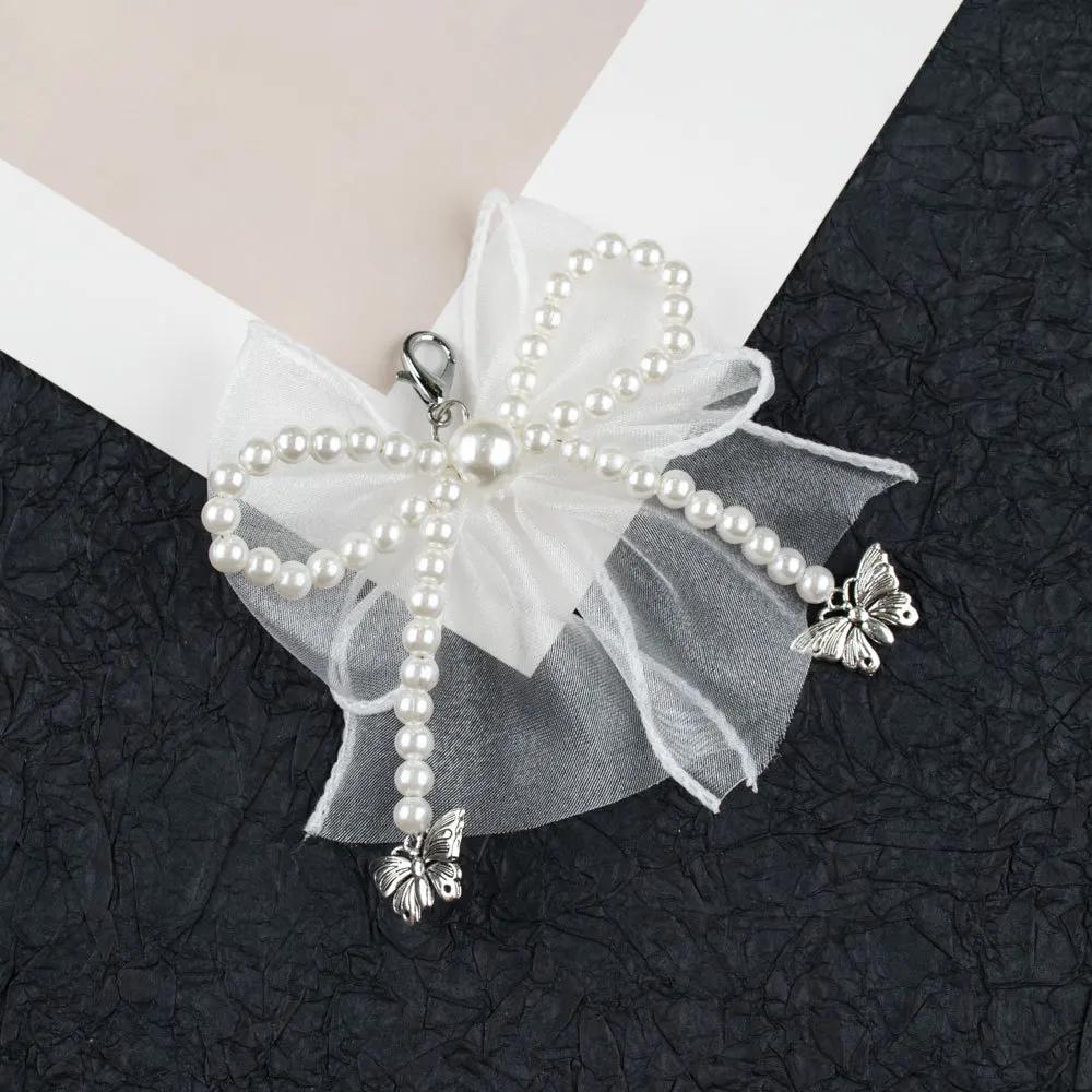 NEW Pearl Bow Shoe Charm Accessories Shoe Laces Charms for Sneakers Decorative Silk Ribbon Metal Pendant Shoe Decorations 1Pcs