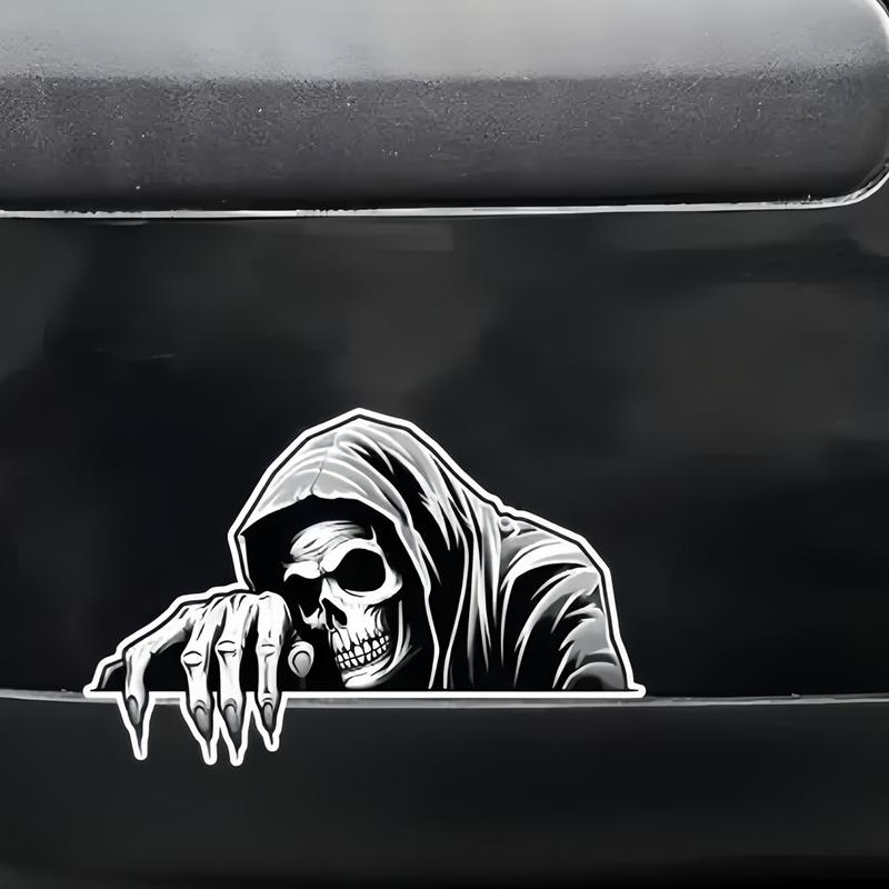 Car Mirror Stickers Decor Scary Skull Motorcycle Decal Decor Waterproof Adhesive Automotive Decoration Fade-Proof Automotive
