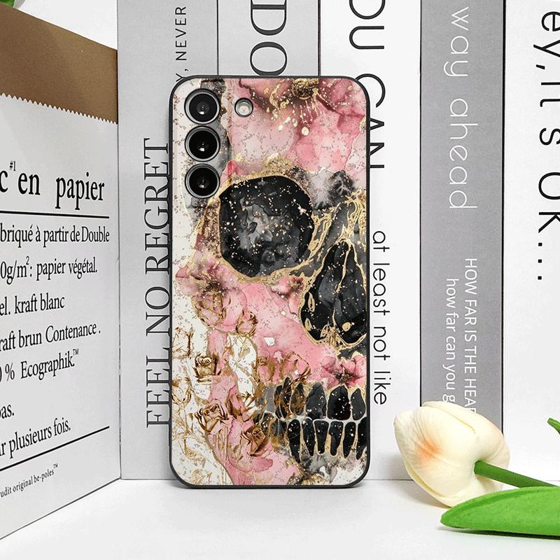 Retro Gothic Night Flower Skull Head Printed Phone Case for Samsung Galaxy A56 A14 A55 A16 A54 A36 A53 A52 A51 Floral Soft Cover