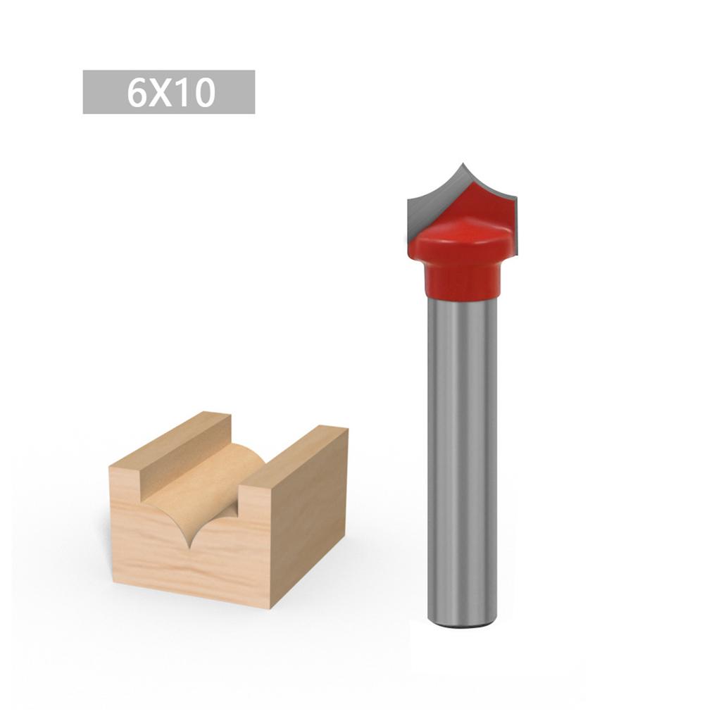 Drážkovací frézy s hrotovým řezem, zaoblovací hrana, stopka 6 mm, břit 10 mm pro dřevoobráběcí frézovací nástroj