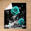 Romantic Rose Floral Blanket For Valentine's Day Gift Soft Flower Fleece Blanket for Bed Sofa Couch Chair Outdoor Travel Camping