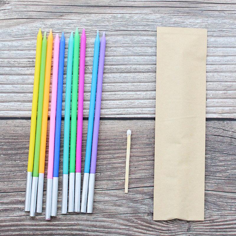 Single Stick with Match Paper Bag Multi-color Birthday Cake Baking Decoration Party Supplies Straight Pole Pencil Candle