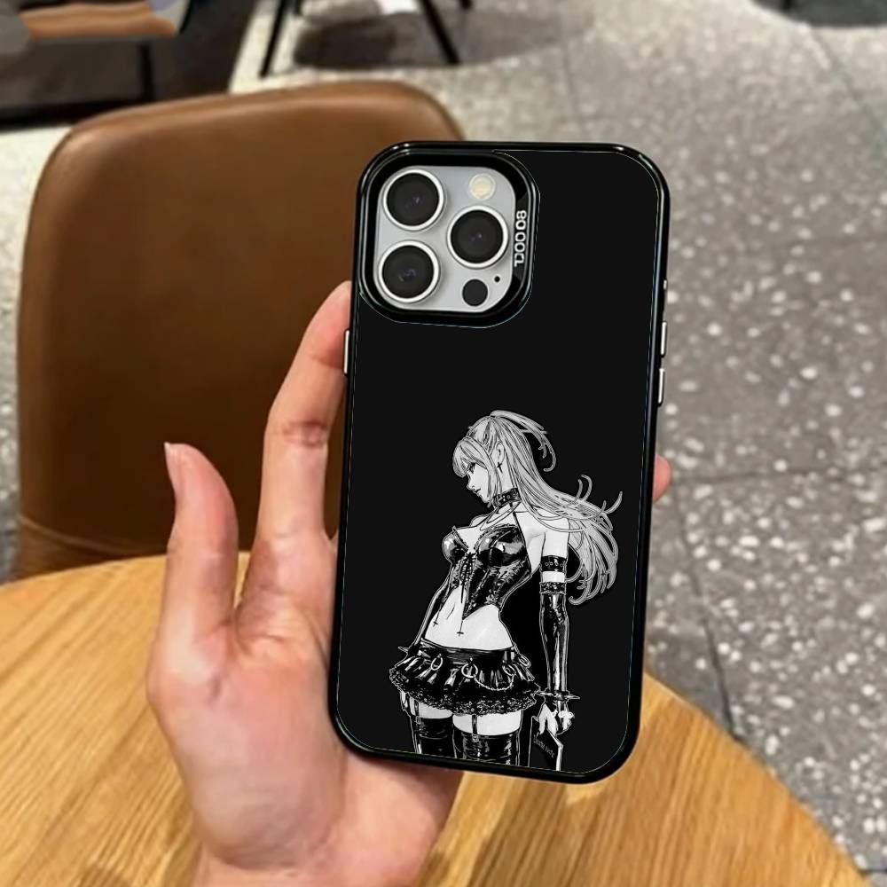 Misa anime D-Death N-Note    Phone Case For iPhone17,16,15,14,13,12,11 Plus,Pro Max Colored Silver Plated Inside Cover iPhone16pro
