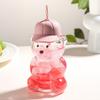 Gobelet d'apprentissage en forme d'ours avec couvercle à paille 600 ml Joli gobelet en verre pour café glacé, thé au lait, jus Lavable au lave-vaisselle Réutilisable Tasse froide pour la maison, le bureau, les voyages