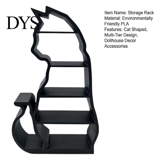 Decorative Ornament Stand Miniature Figurine Cat Storage Rack, Shaped Mini Desk Organizer Shelf Display Shelf, Multi-Tier Rack for Dollhouse