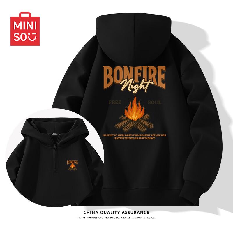 

MINISO Men s Heavyweight Half-Zip Hooded Sweatshirt 3XL